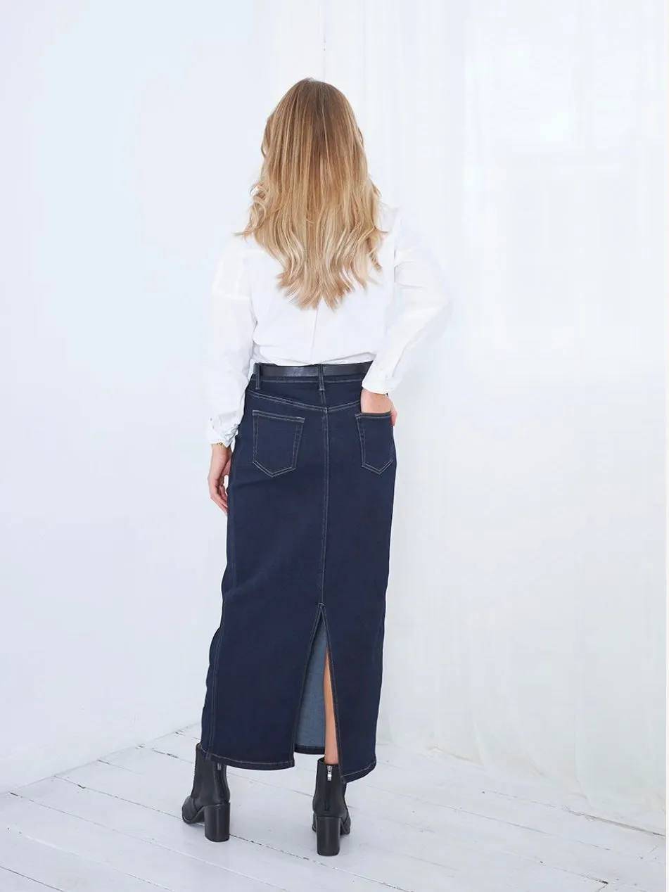 Demi Denim Maxi Skirt : Dark Blue