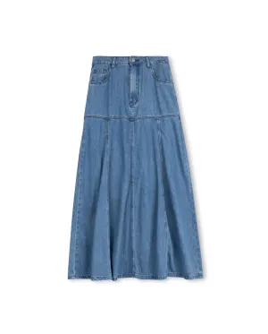 Denim Drop Waist Detailed Skirt