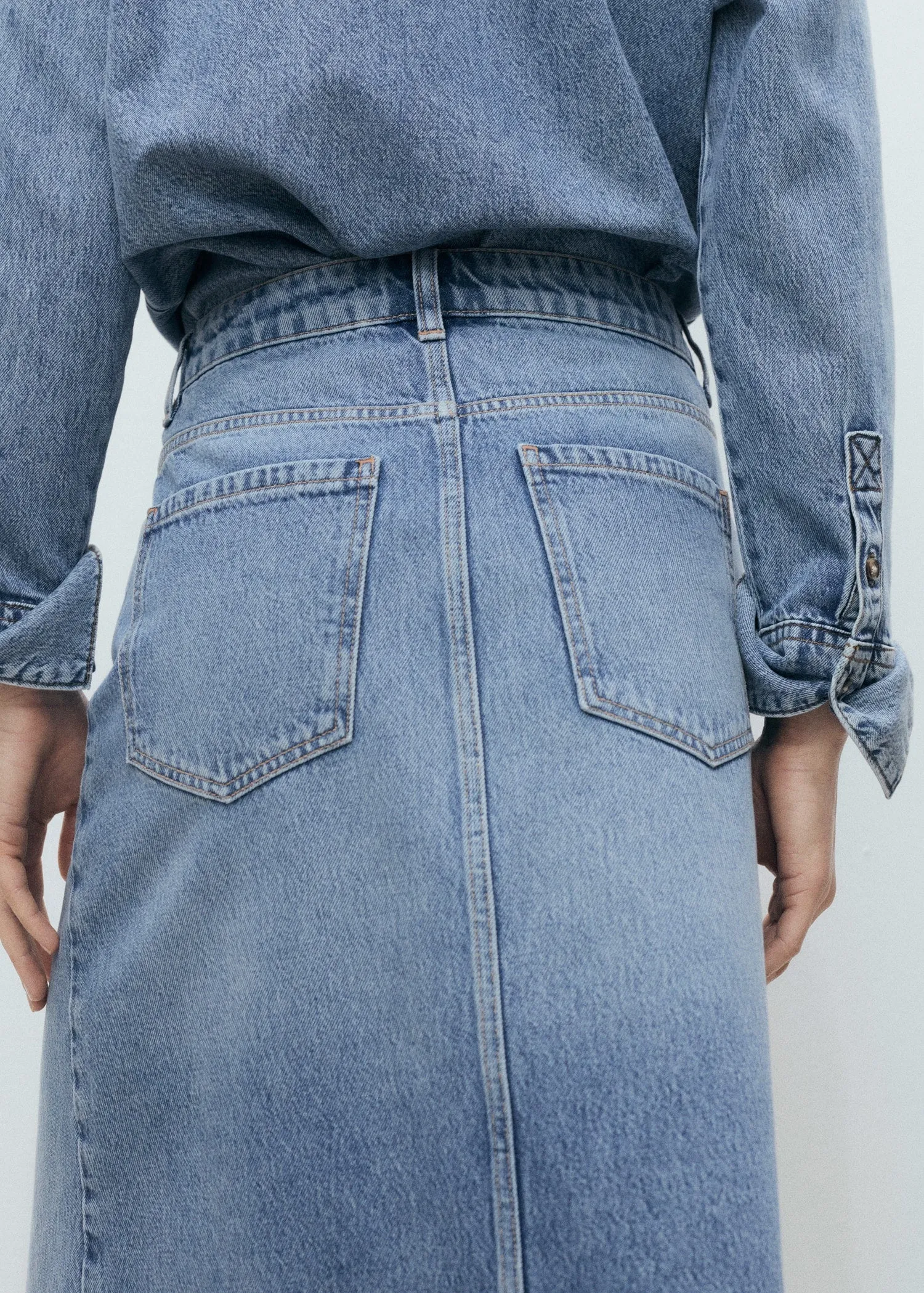 Denim midi-skirt