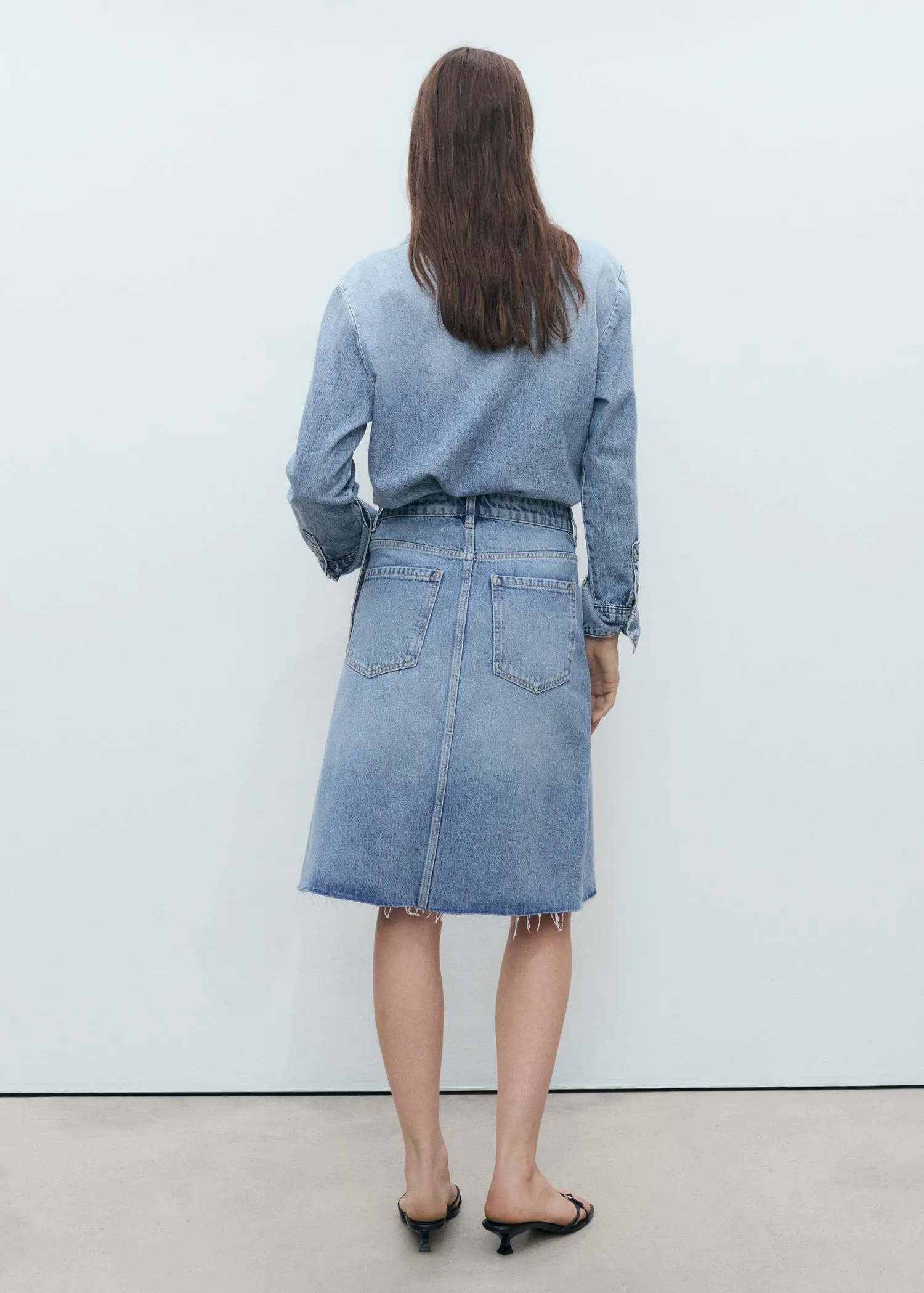 Denim midi-skirt