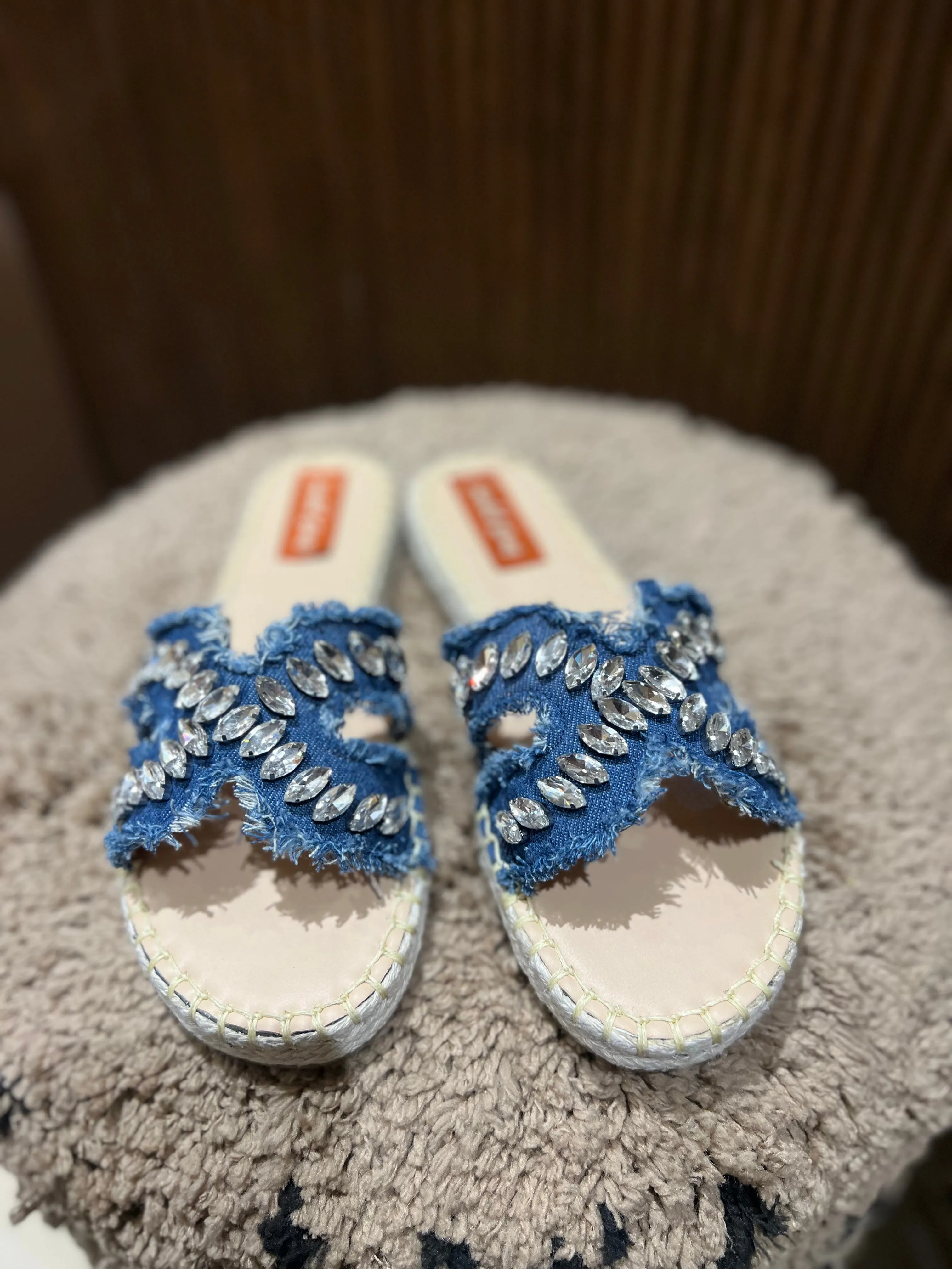 Denim Sparkle Slip-Ons