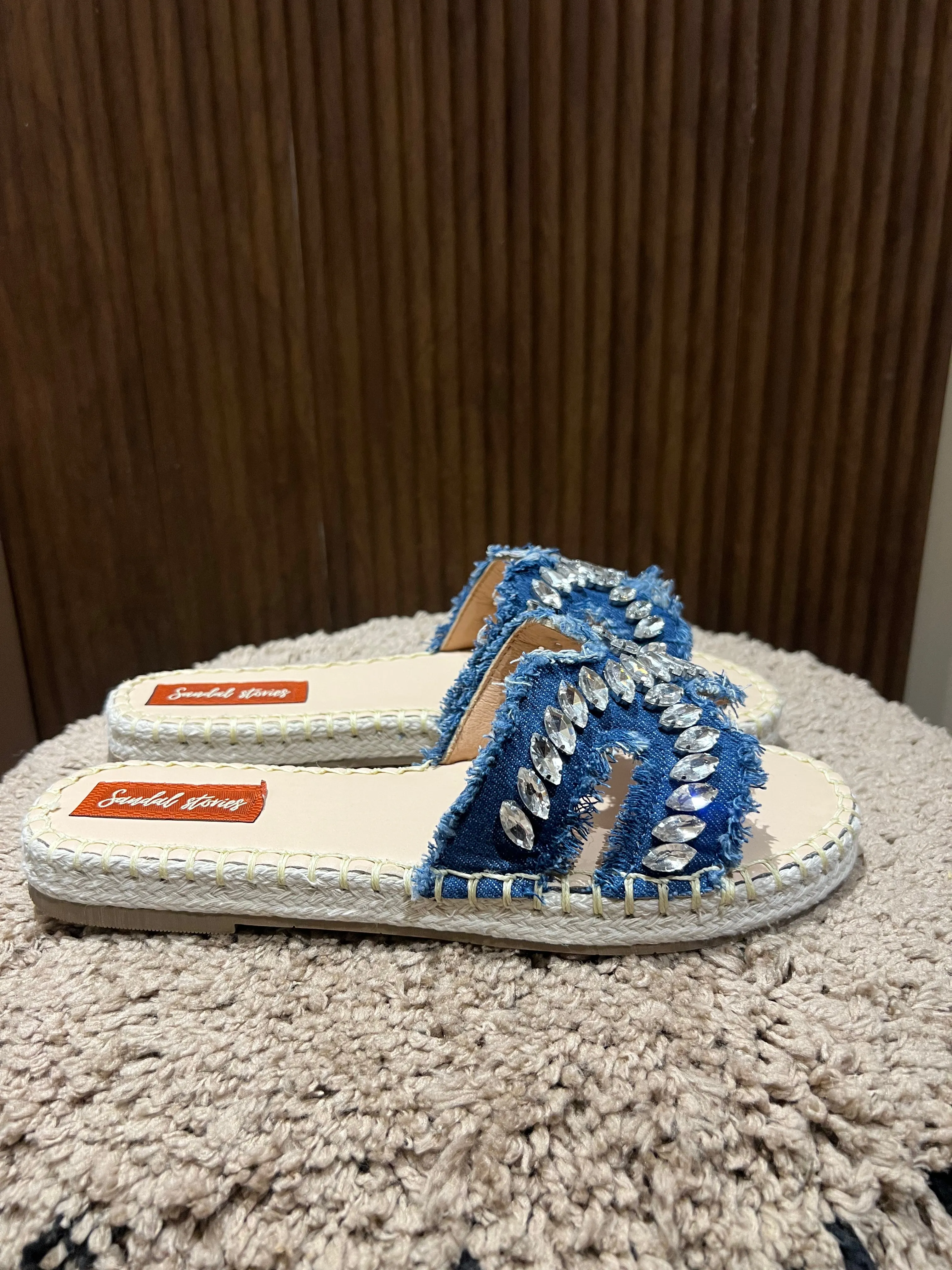 Denim Sparkle Slip-Ons