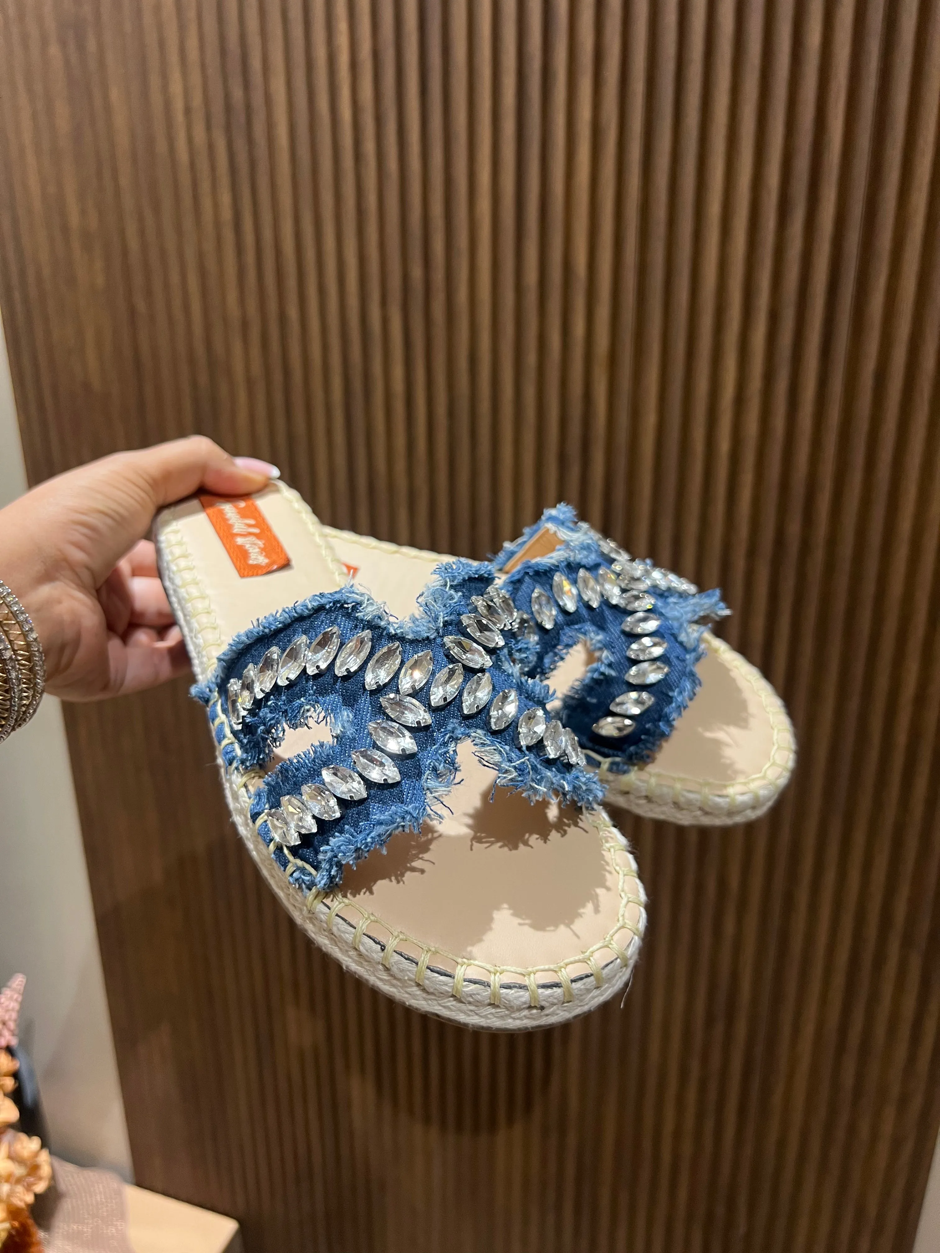 Denim Sparkle Slip-Ons