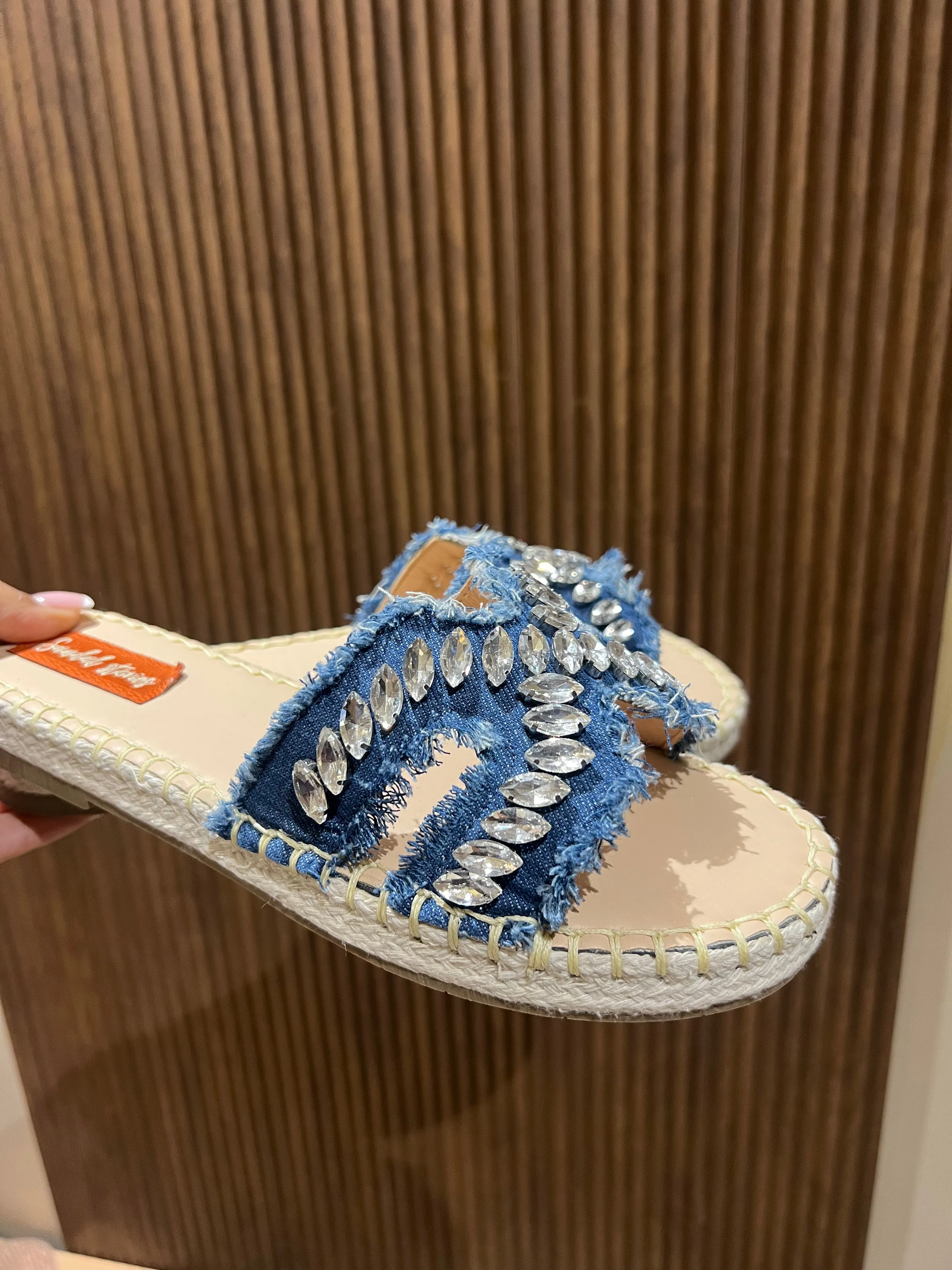 Denim Sparkle Slip-Ons