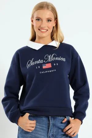 Destination Collar Sweater - Navy