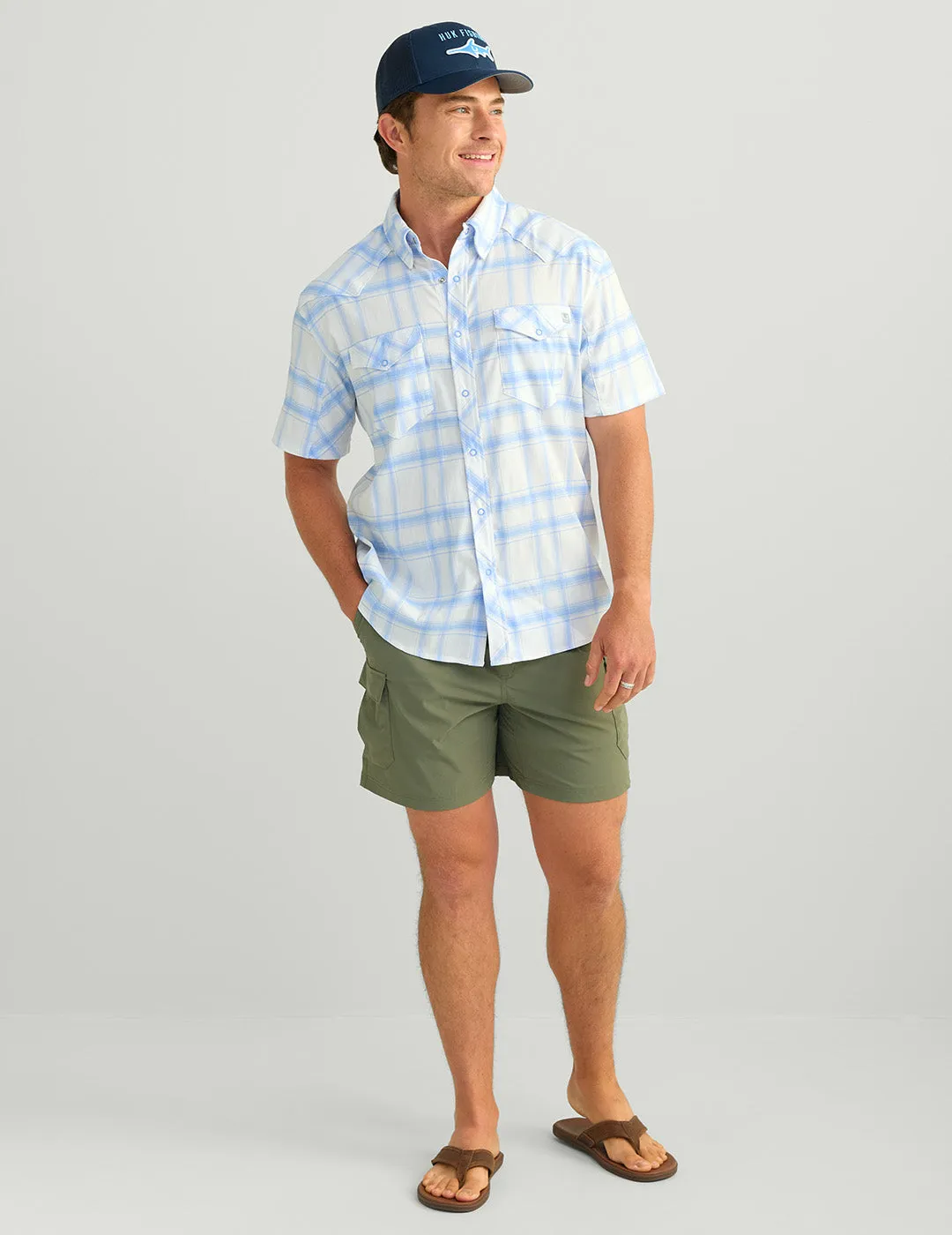 Diamond Back Plaid Short Sleeve Button-Down