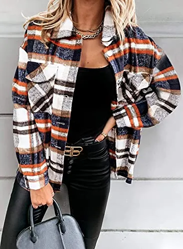 Dokotoo Women's Classic Plaid Button Up Shirt