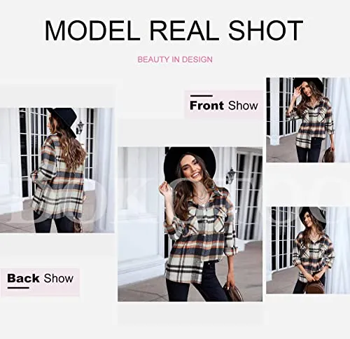 Dokotoo Women's Classic Plaid Button Up Shirt