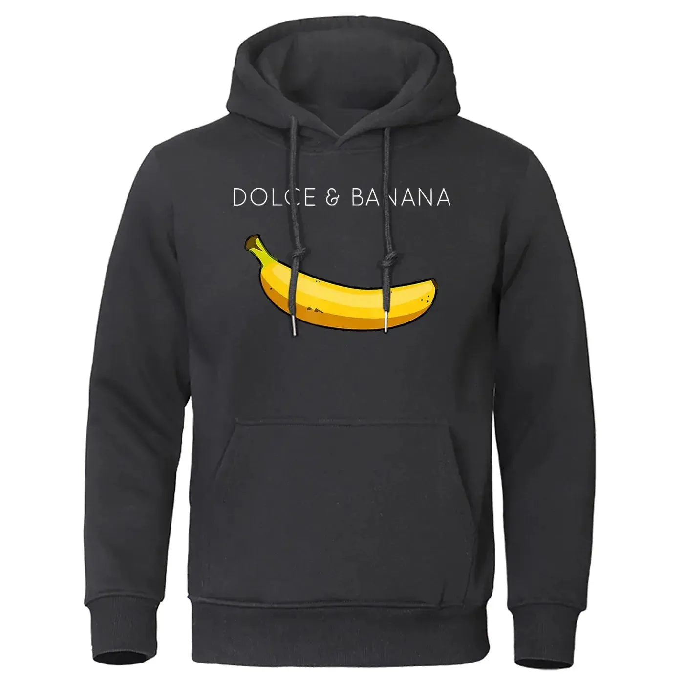 Dolce & Banana Cute Printed Men Hoodie Loose Casual Warm Fleece Hoodies Personality Street Hip Hop Sweatshirt
