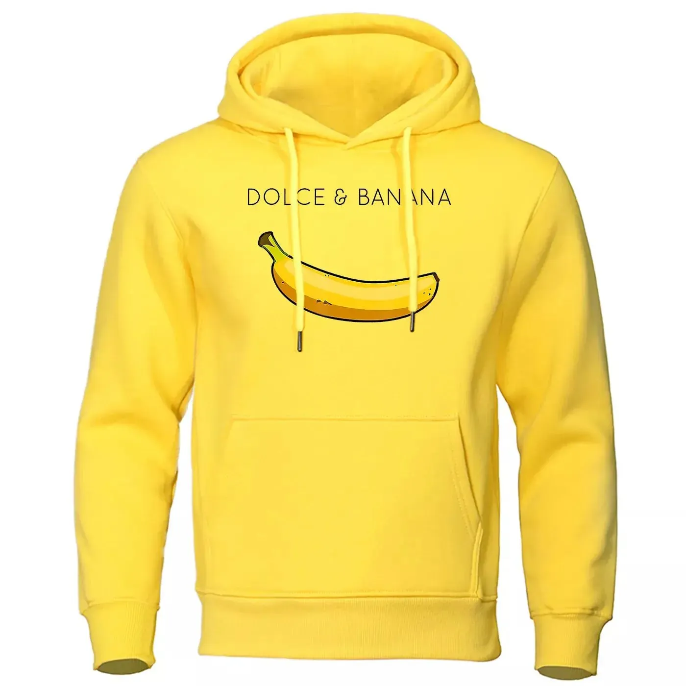 Dolce & Banana Cute Printed Men Hoodie Loose Casual Warm Fleece Hoodies Personality Street Hip Hop Sweatshirt