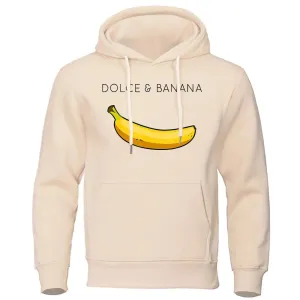 Dolce & Banana Cute Printed Men Hoodie Loose Casual Warm Fleece Hoodies Personality Street Hip Hop Sweatshirt
