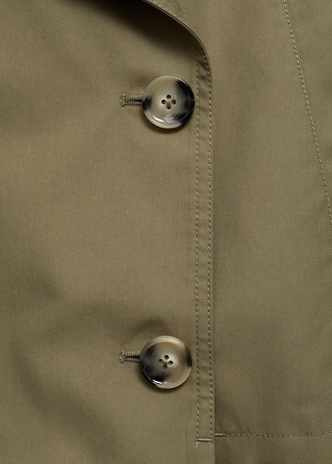 Double-breasted cropped trench coat - Beige/khaki