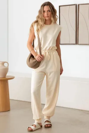 Drawstring Round Neck Muscle Tee Jumpsuit