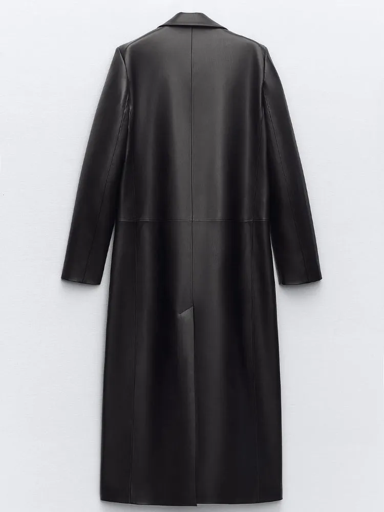 Dressy Jackets for Women Black Faux Leather Coat