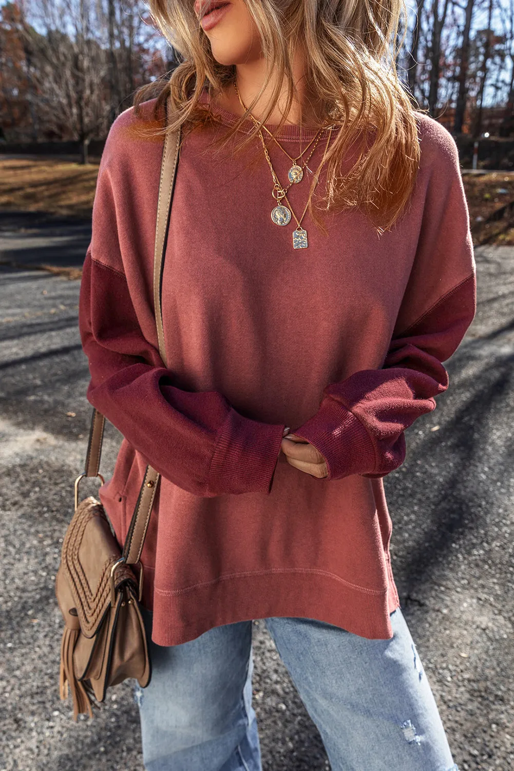 Drop Shoulder Pullover Sweatshirt