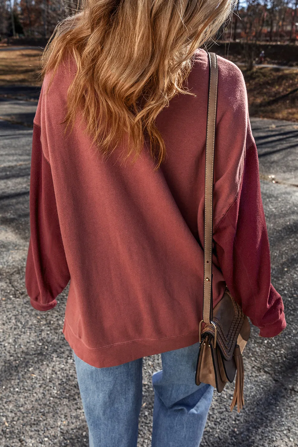 Drop Shoulder Pullover Sweatshirt