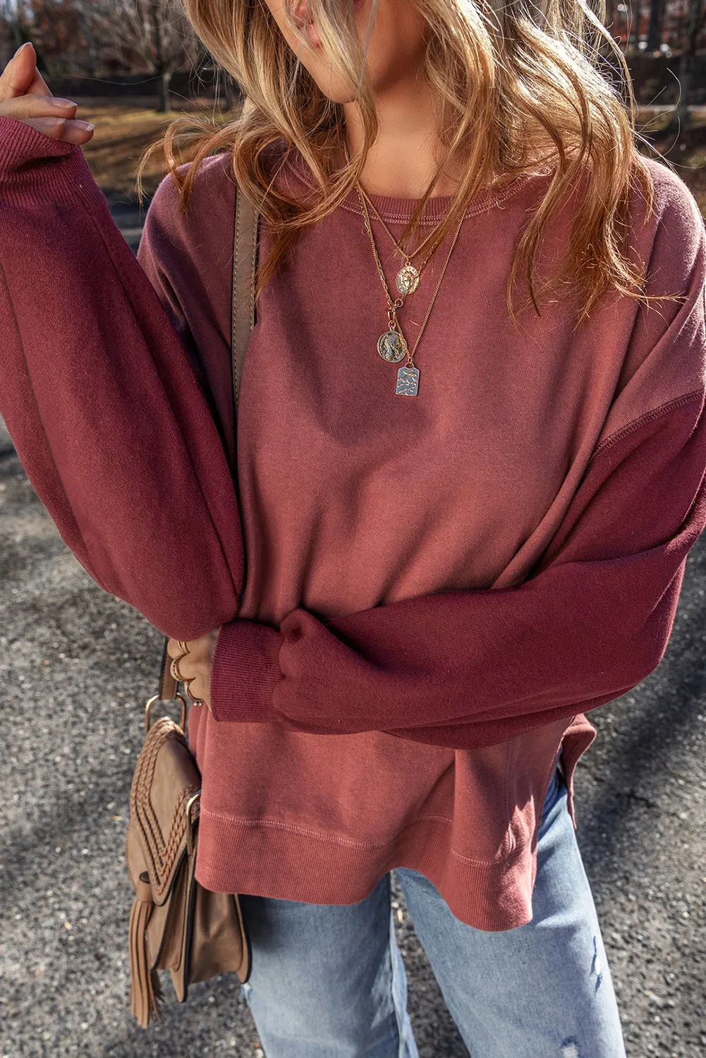 Drop Shoulder Pullover Sweatshirt