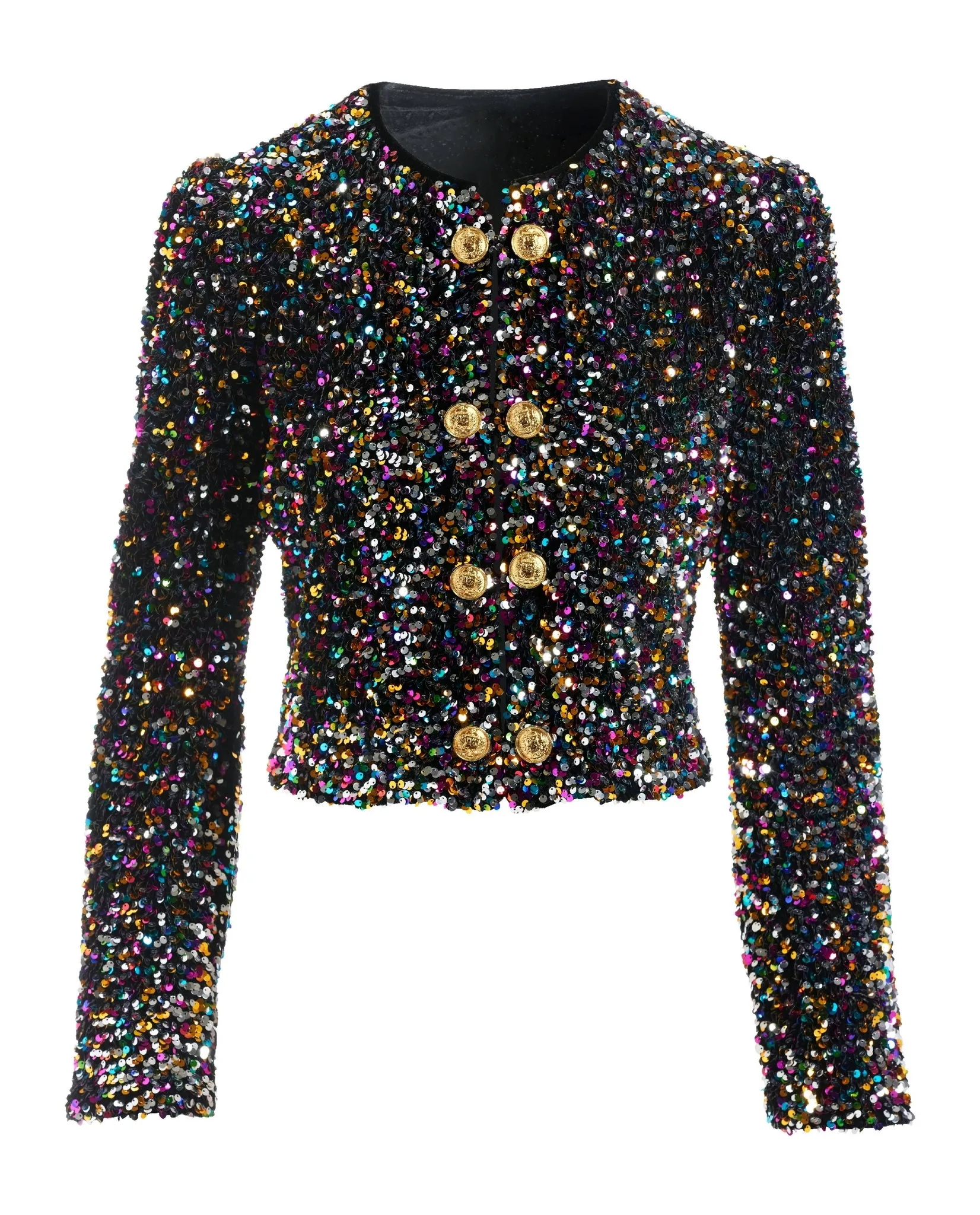 Effortless Multi Sequin Puff Sleeve Bolero Jacket Multi