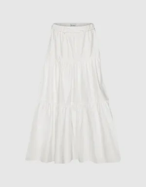 Elastic Waist Midi A-Line Skirt