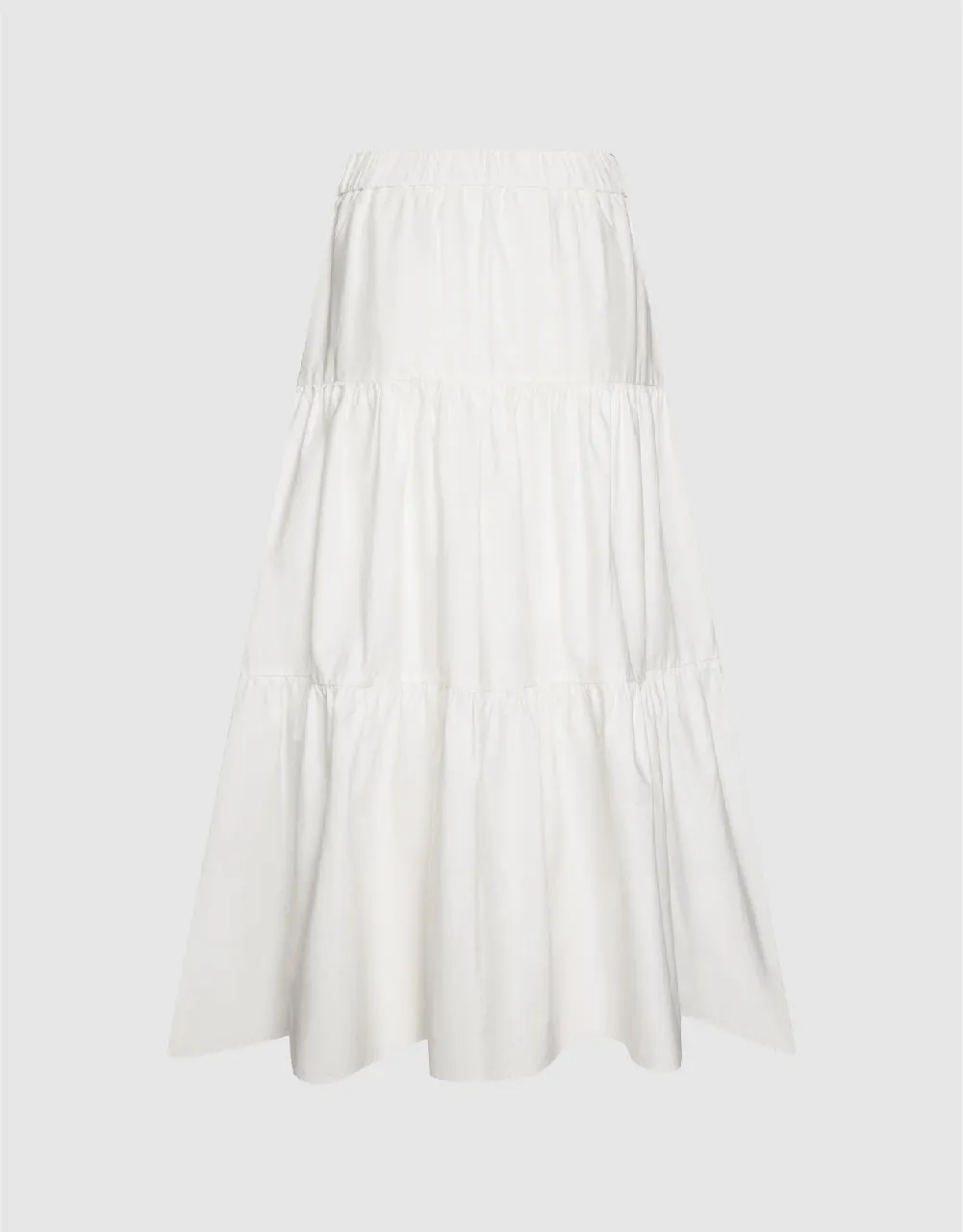 Elastic Waist Midi A-Line Skirt