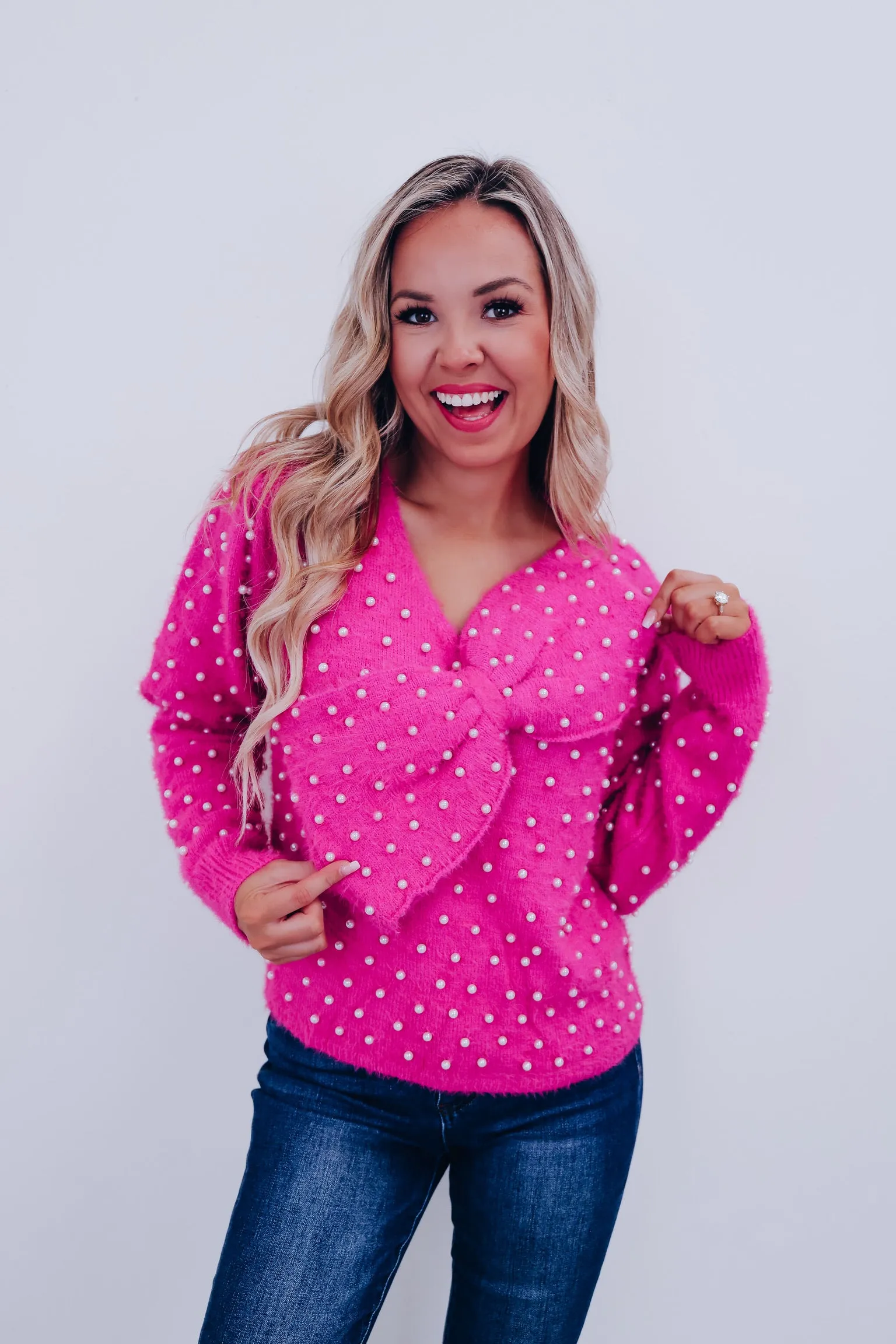 Ella Eyelash Knit Adorned Sweater - Pink