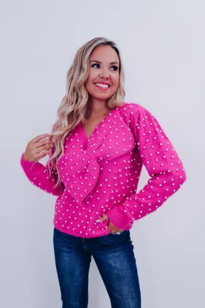 Ella Eyelash Knit Adorned Sweater - Pink