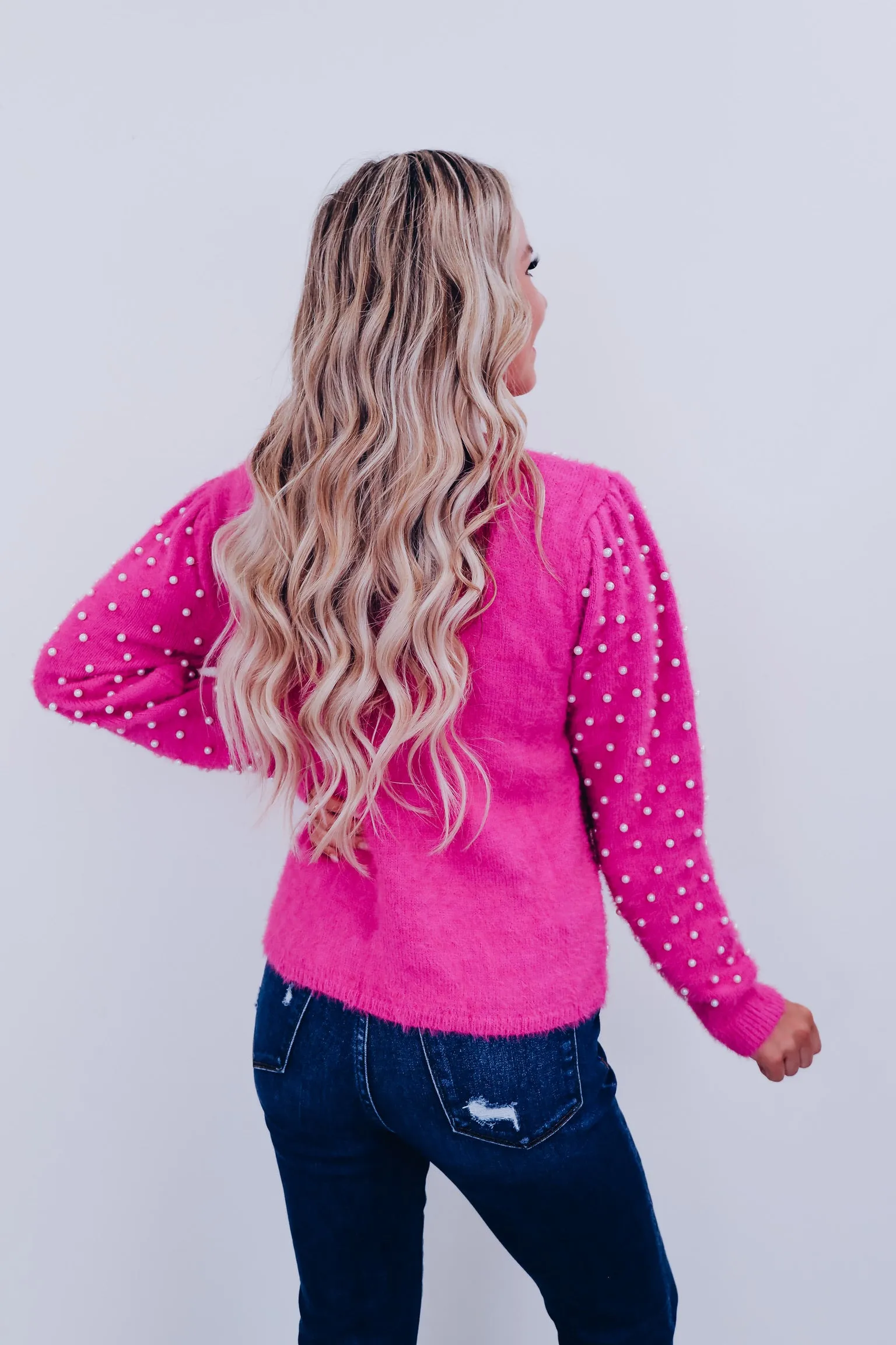 Ella Eyelash Knit Adorned Sweater - Pink
