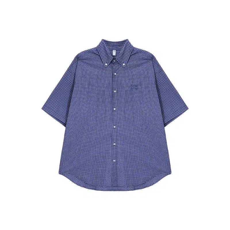Embroidered Letters Plaid Drape Shirt