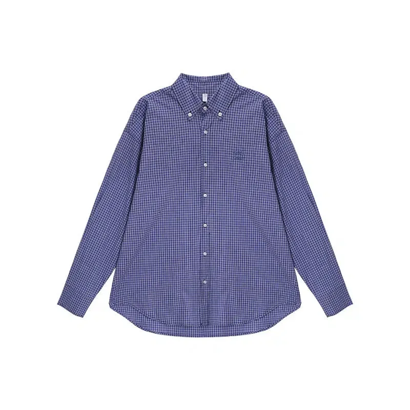 Embroidered Letters Plaid Drape Shirt