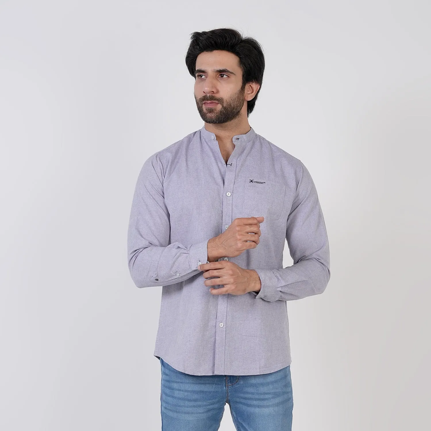 Eminent Men's Casual Chambray Shirt - Grey