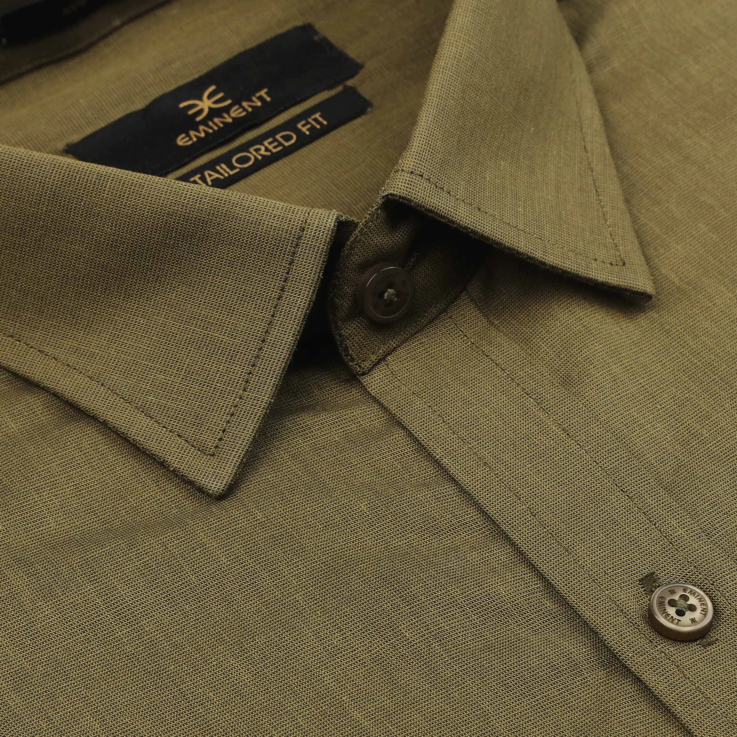 Eminent Men's Chambray Shirt - Olive Green