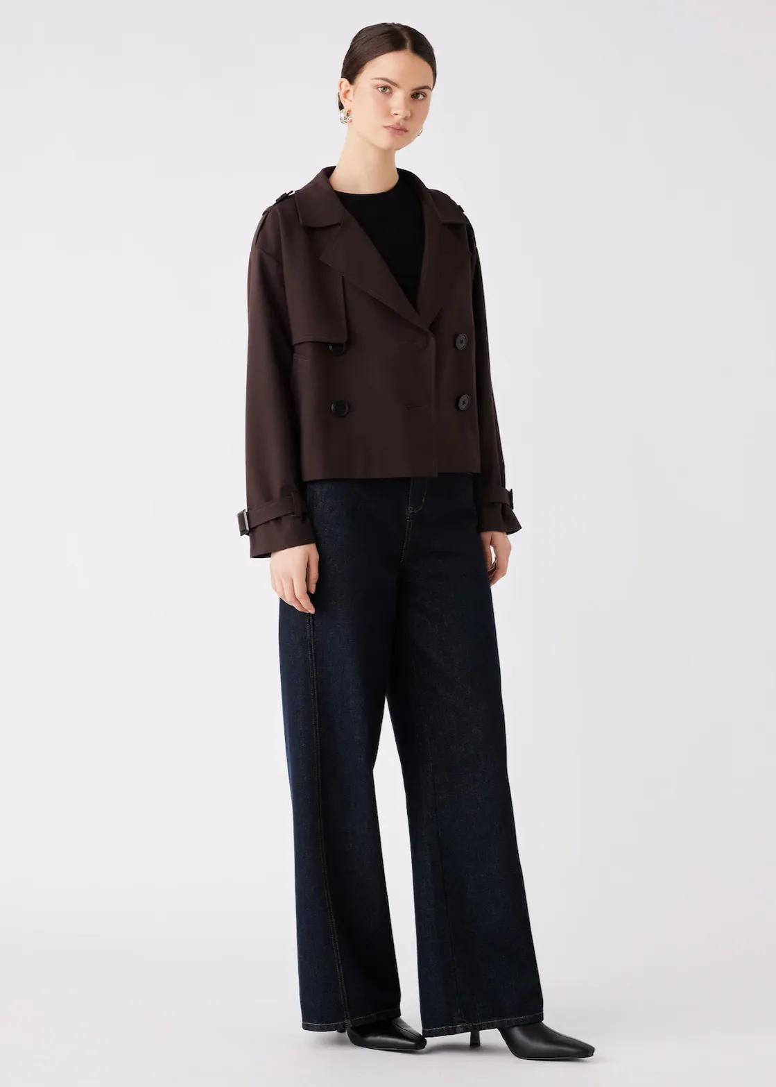 ESMAEE Avenue Cropped Trench - Chocolate
