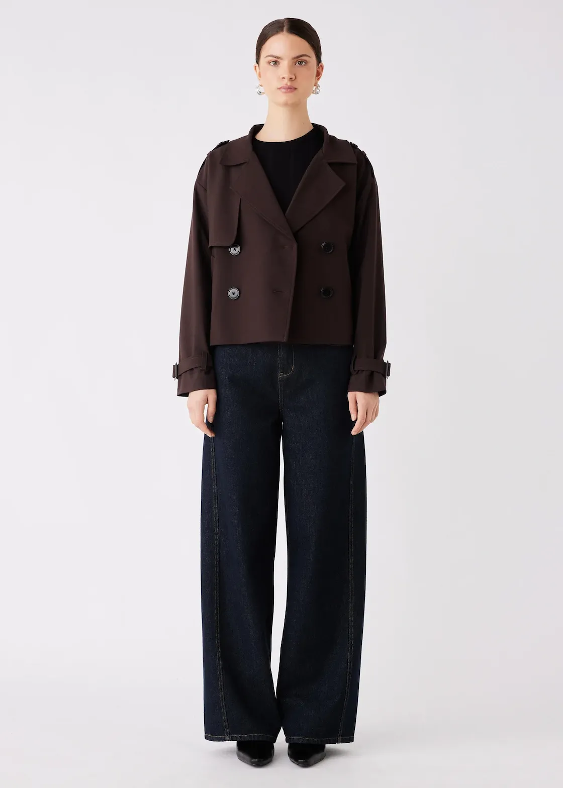 ESMAEE Avenue Cropped Trench - Chocolate