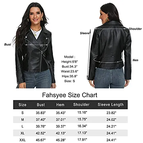 Fahsyee Faux Leather Moto Biker Jacket