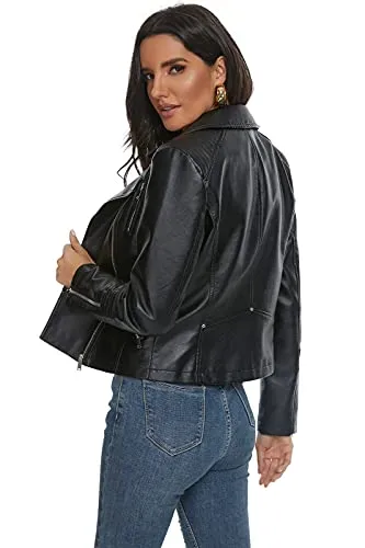 Fahsyee Faux Leather Moto Biker Jacket