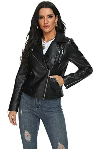 Fahsyee Faux Leather Moto Biker Jacket