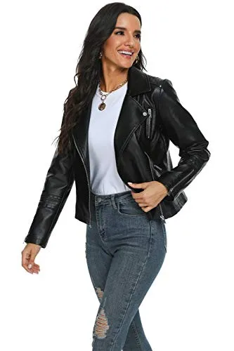 Fahsyee Faux Leather Moto Biker Jacket
