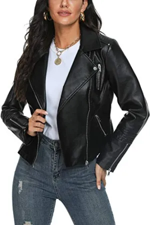 Fahsyee Faux Leather Moto Biker Jacket