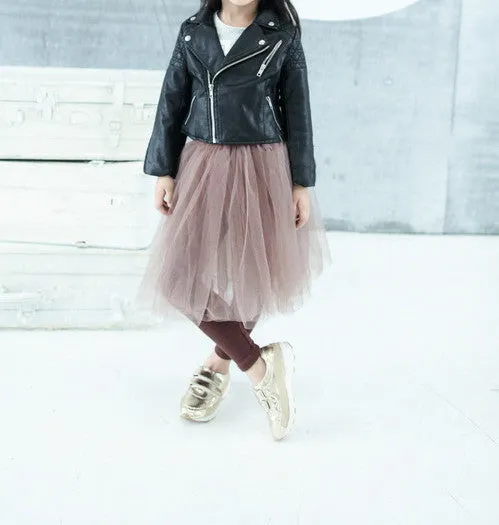 Fashion Kids Leather Jacket Girls PU Jacket Children Leather Outwear For Girl Baby Girl Jackets and Coats 2~7 T