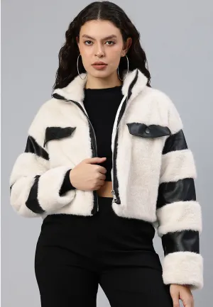 Faux Fur & Faux Leather Coat By RUW