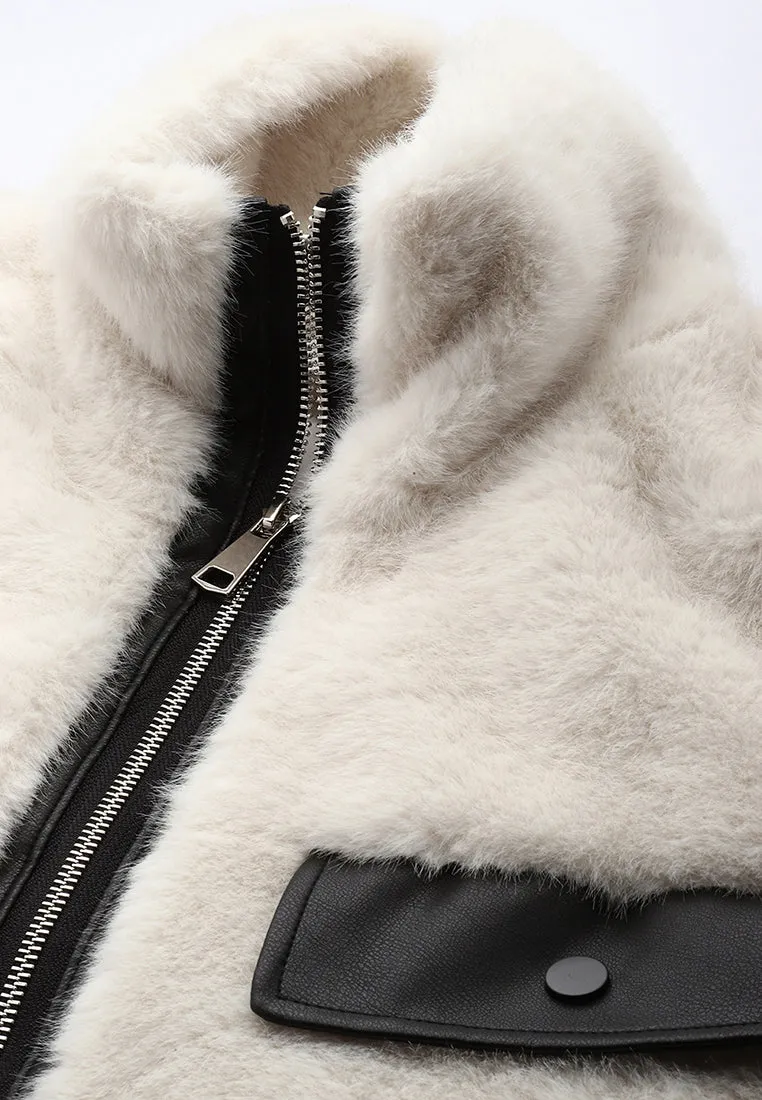 Faux Fur & Faux Leather Coat By RUW