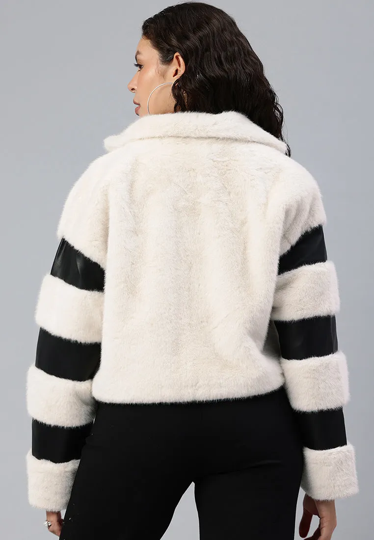 Faux Fur & Faux Leather Coat By RUW