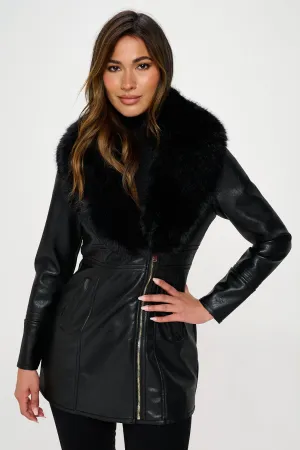 Faux Leather & Fur Jacket