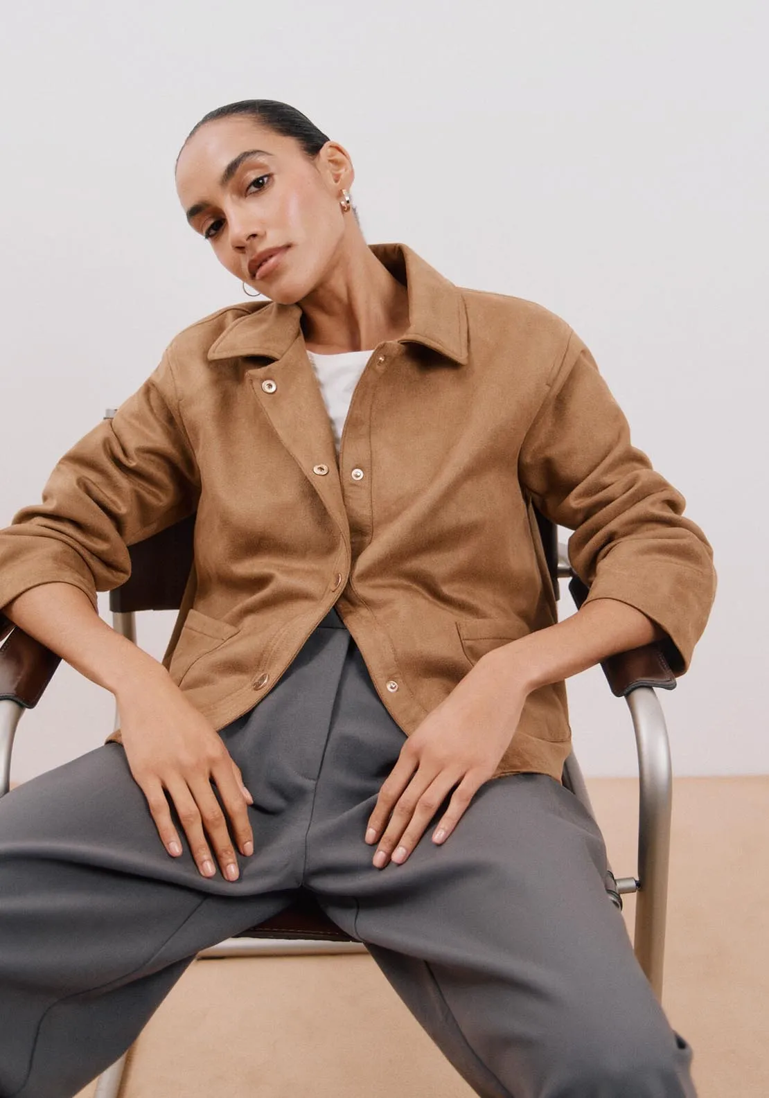 Faux Leather Jacket - Toasted