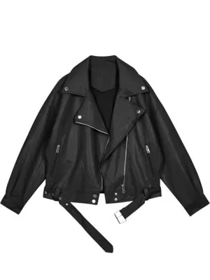 Faux leather-like lapel collar with zip fastener
