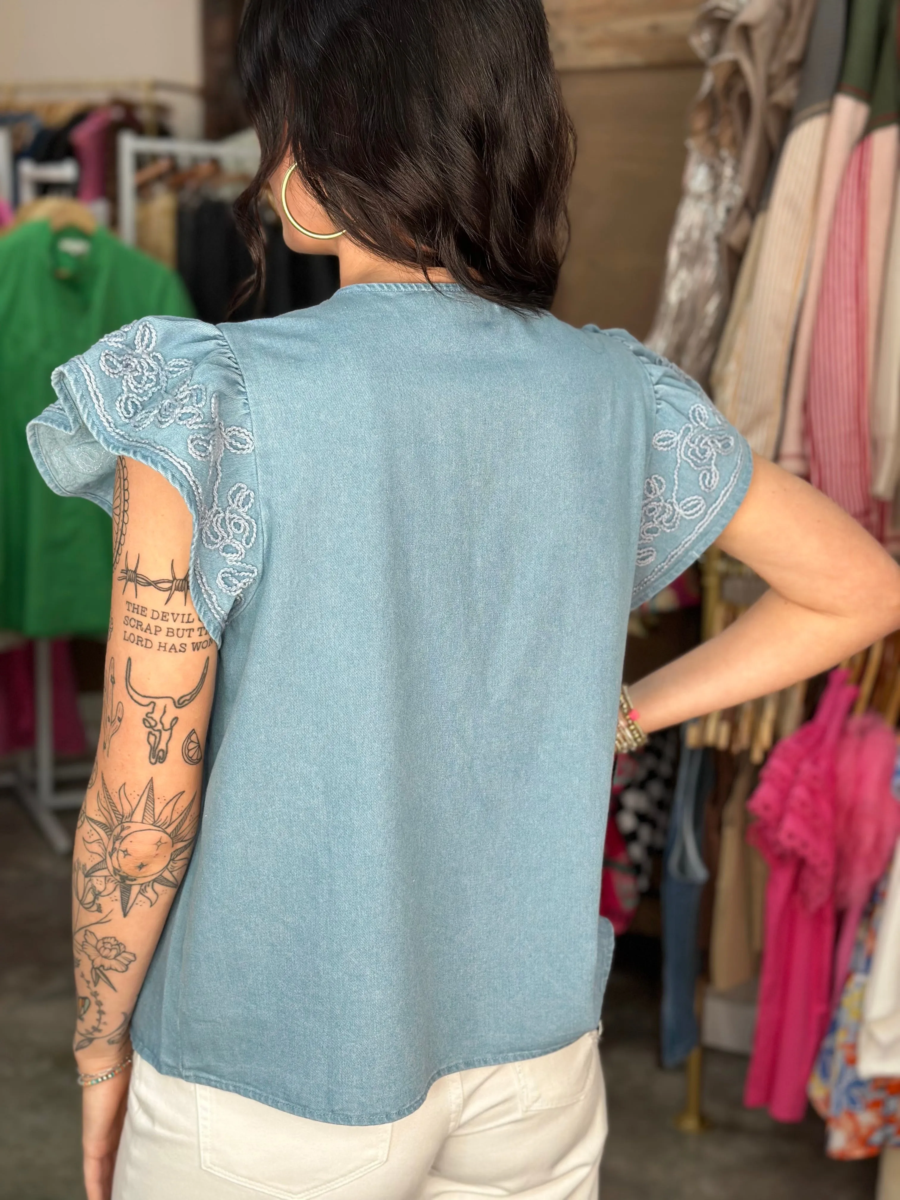 Flutter and Flair Denim Shirt