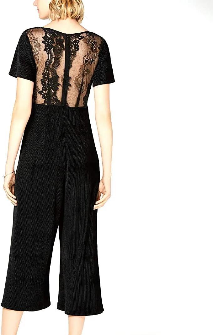 French Connection Womens Sarrelle Lace Back Jumpsuit, Black, 6