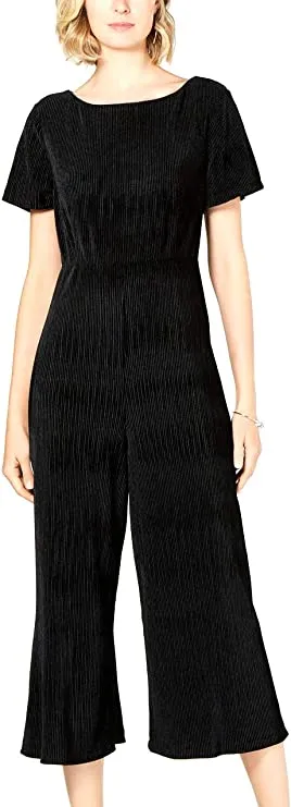 French Connection Womens Sarrelle Lace Back Jumpsuit, Black, 6