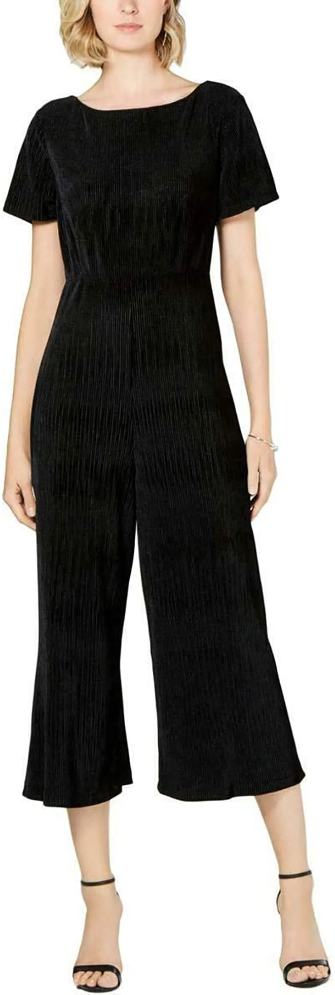 French Connection Womens Sarrelle Lace Back Jumpsuit, Black, 6