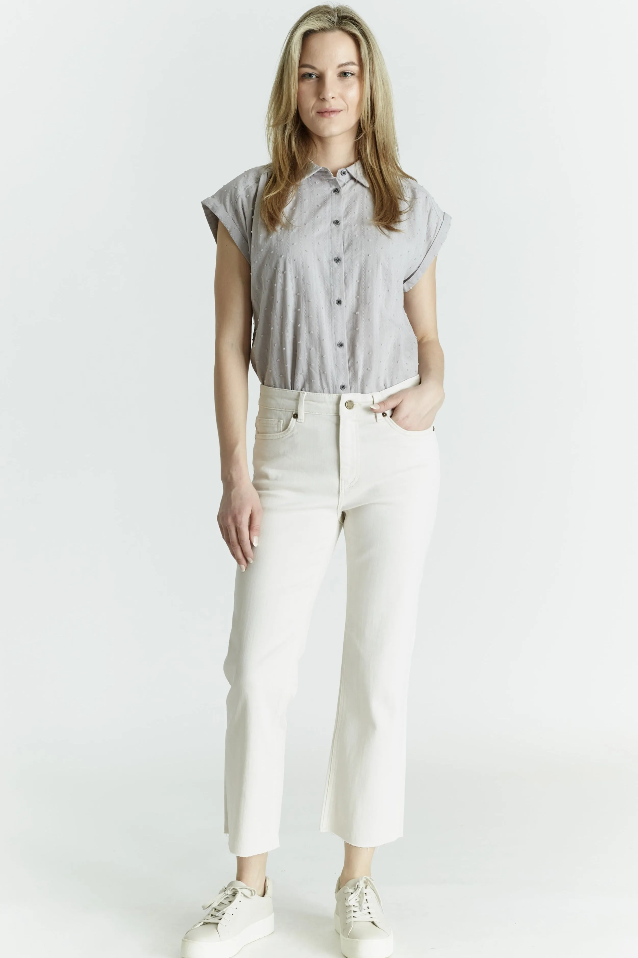 Freya Vanilla Denim Micro Flair Crop Pant